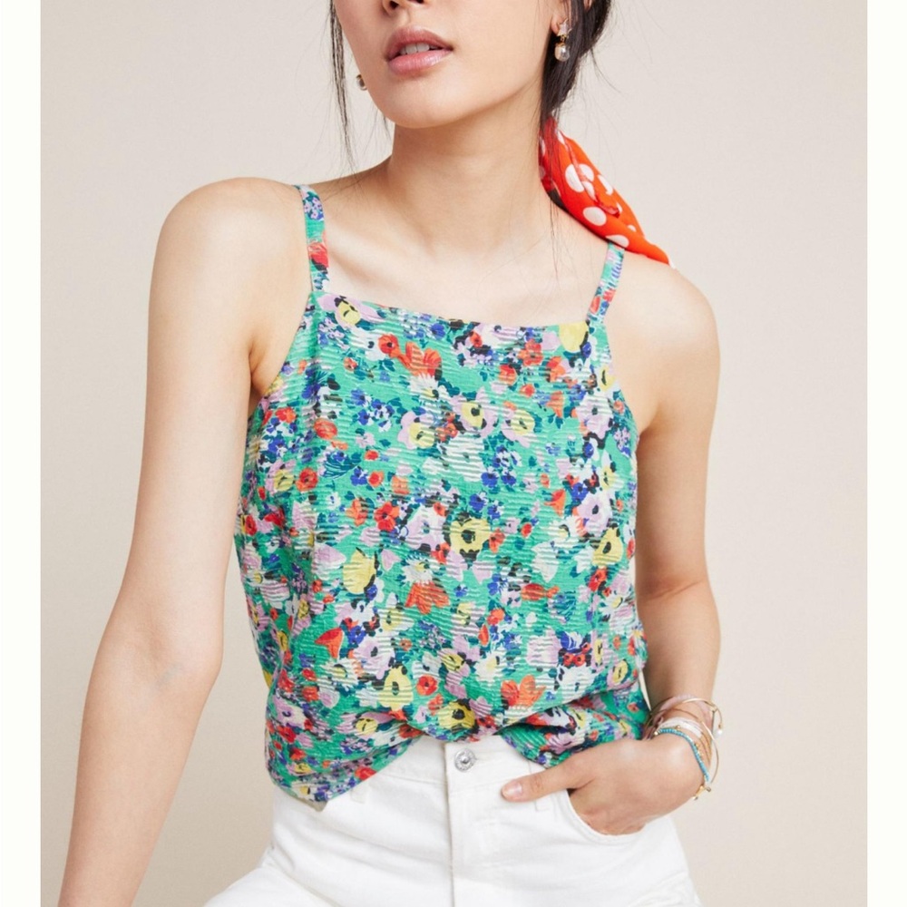 Maeve Floral Green Strappy Tank Top